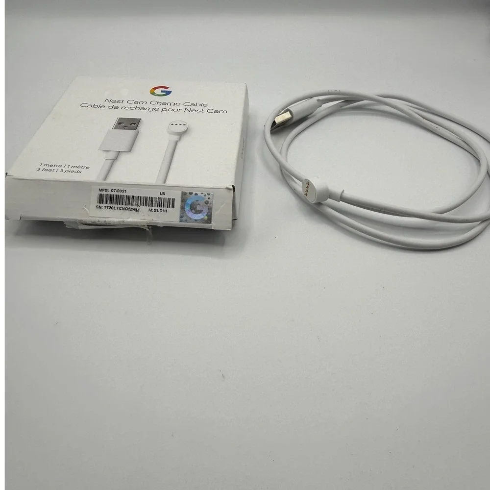 Google Nest Cam Charge Cable 1 Meter 3‎ Feet Power Cord White Power Cables